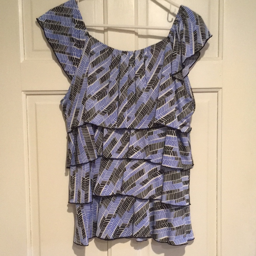 Tank top ruffled size small black and blue